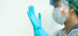 female medical professional wearing PPE